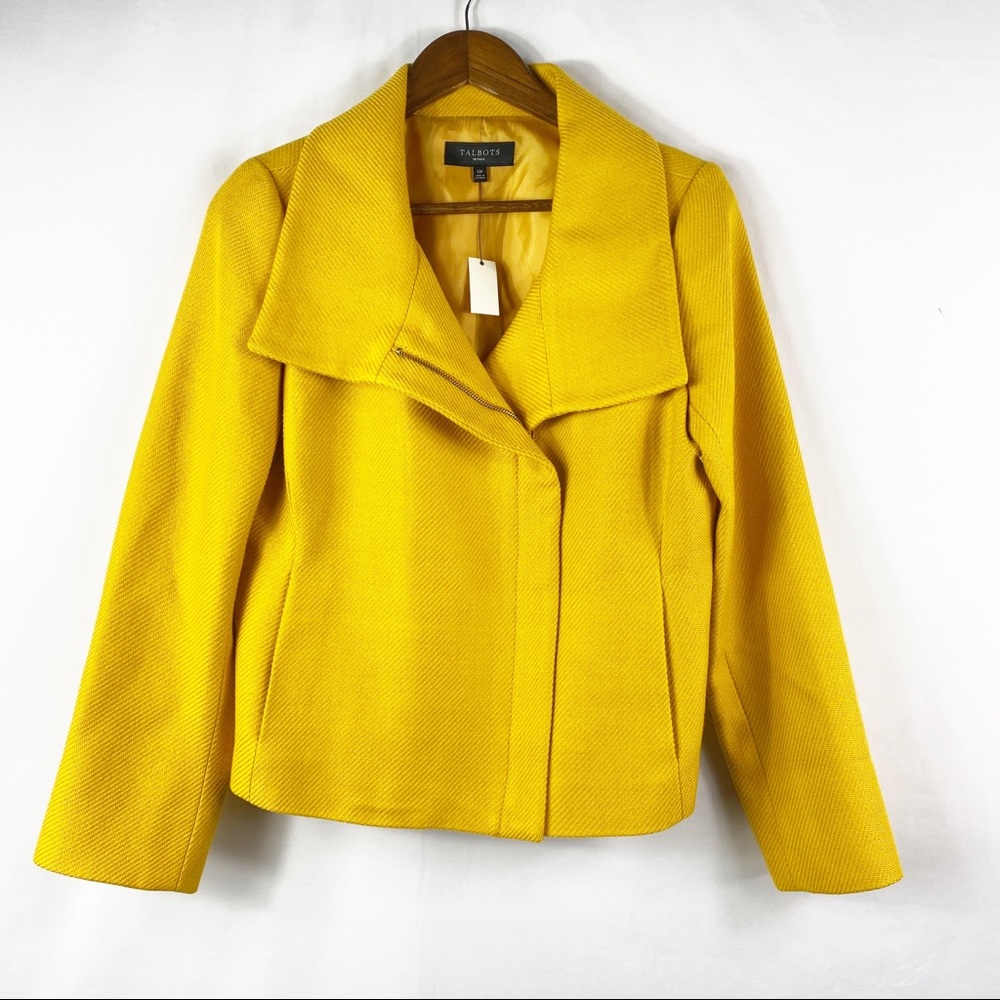 TALBOTS Women's Yellow Wool Blend Coat NWT in Size 12P
